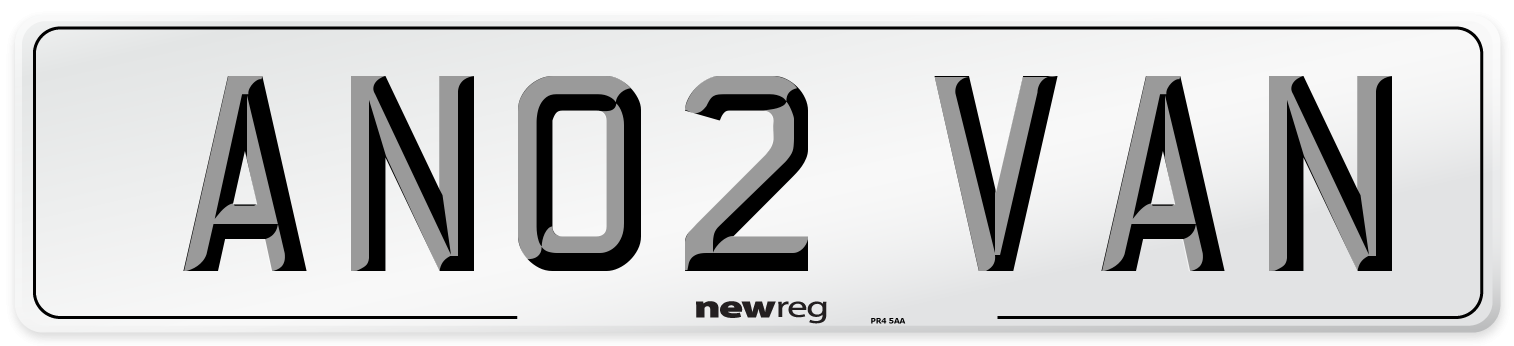 AN02 VAN Number Plate from New Reg